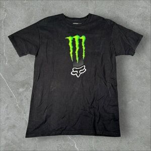 Fox Racing Monster Energy Shirt Mens Medium Black Y2K Grunge Motocross Cybergoth